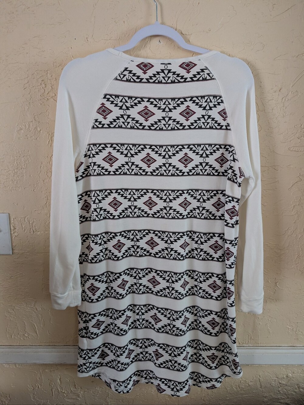 Pendleton Cream Long-Sleeve Dress with Black and Burgundy Aztec Stripe - Picture 2 of 7